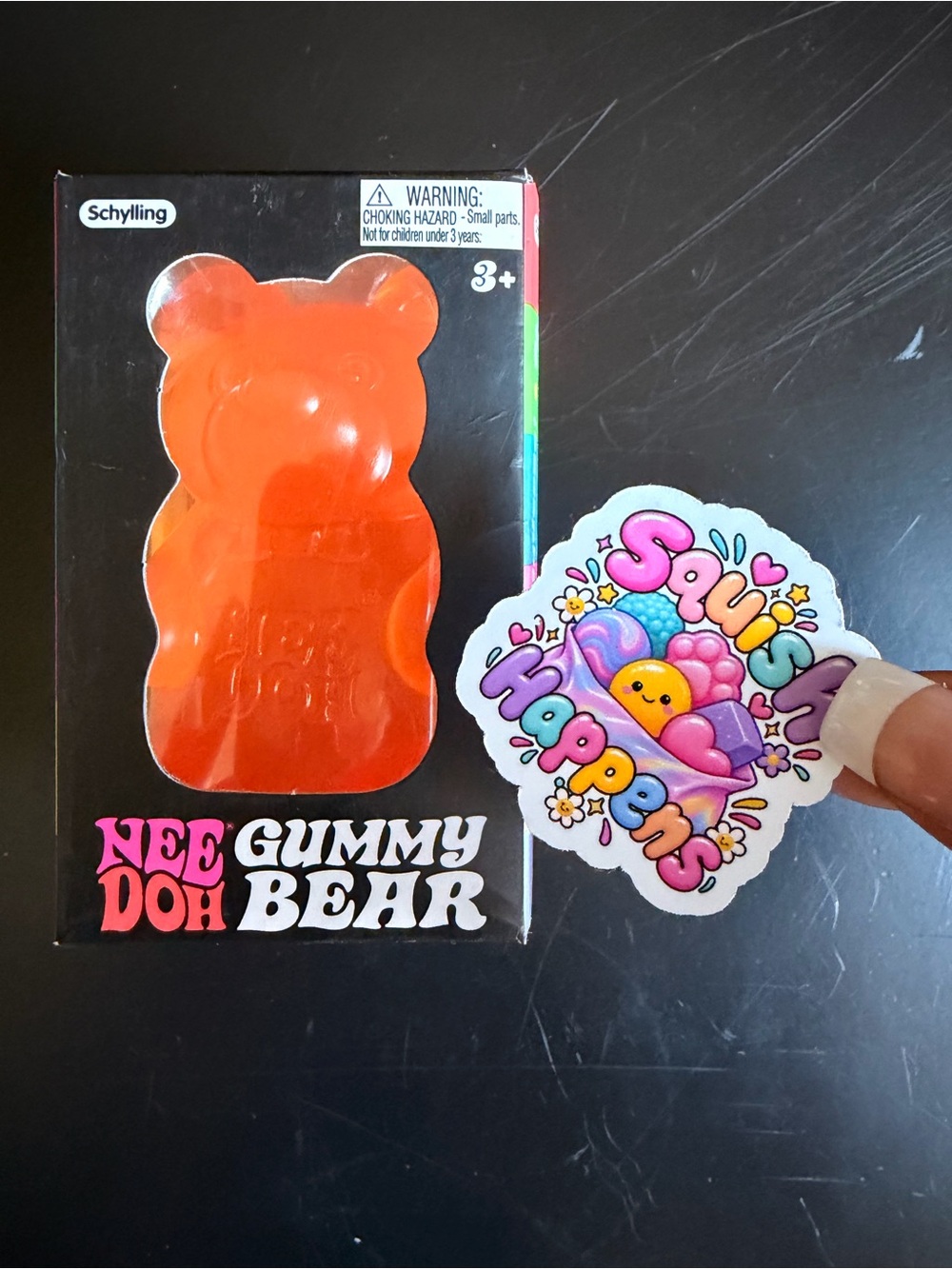 NeeDoh Gummy Bear Kids Stress Toy - Orange (free sticker with purchase!)